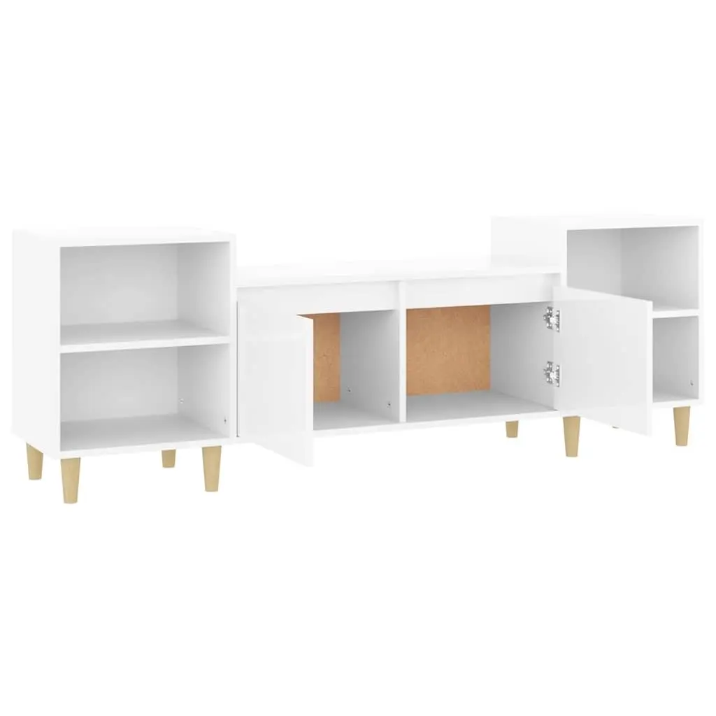 TV Cabinet High Gloss White Media Unit Storage 6 Compartments Engineered Wood