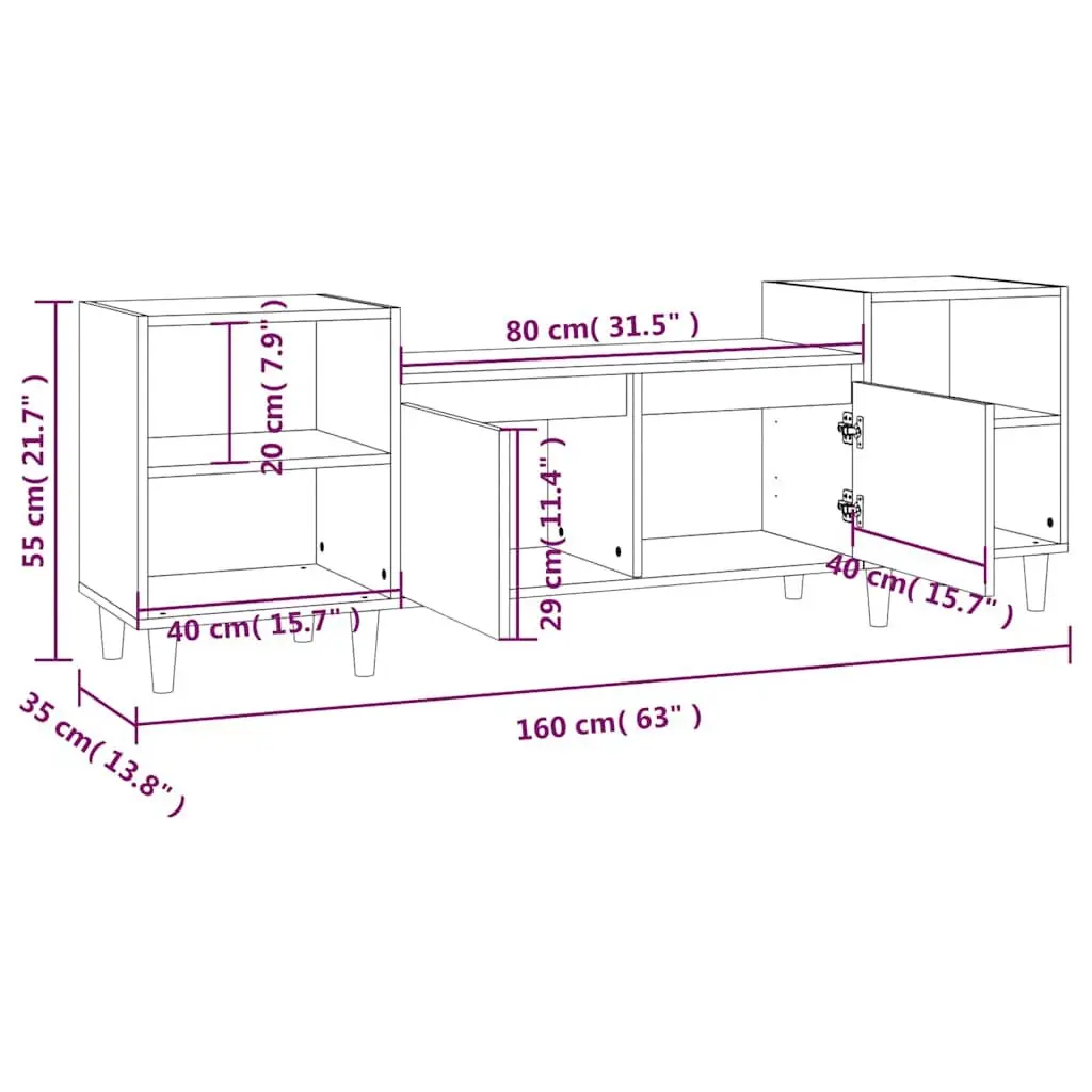 TV Cabinet High Gloss White Media Unit Storage 6 Compartments Engineered Wood