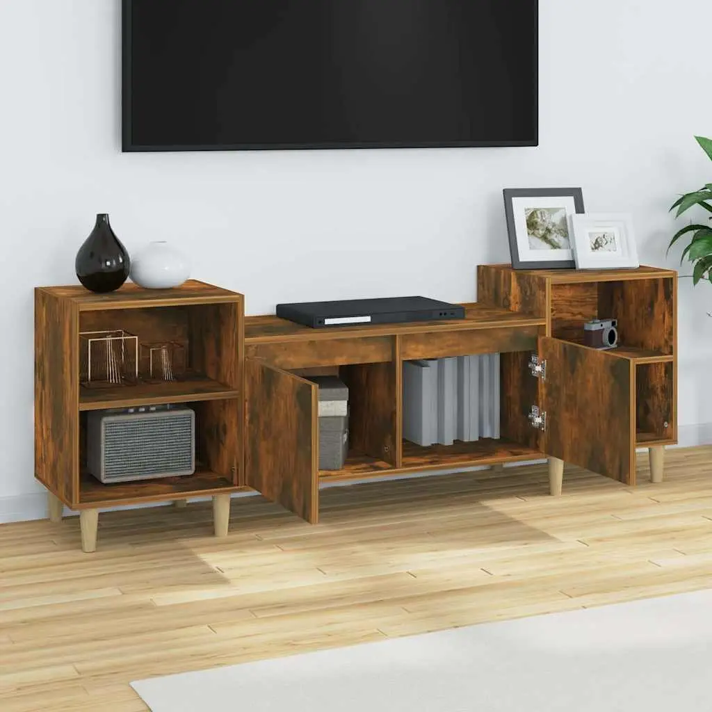 TV Cabinet Engineered Wood 160x35x55cm Brown Media Unit Storage Compartments