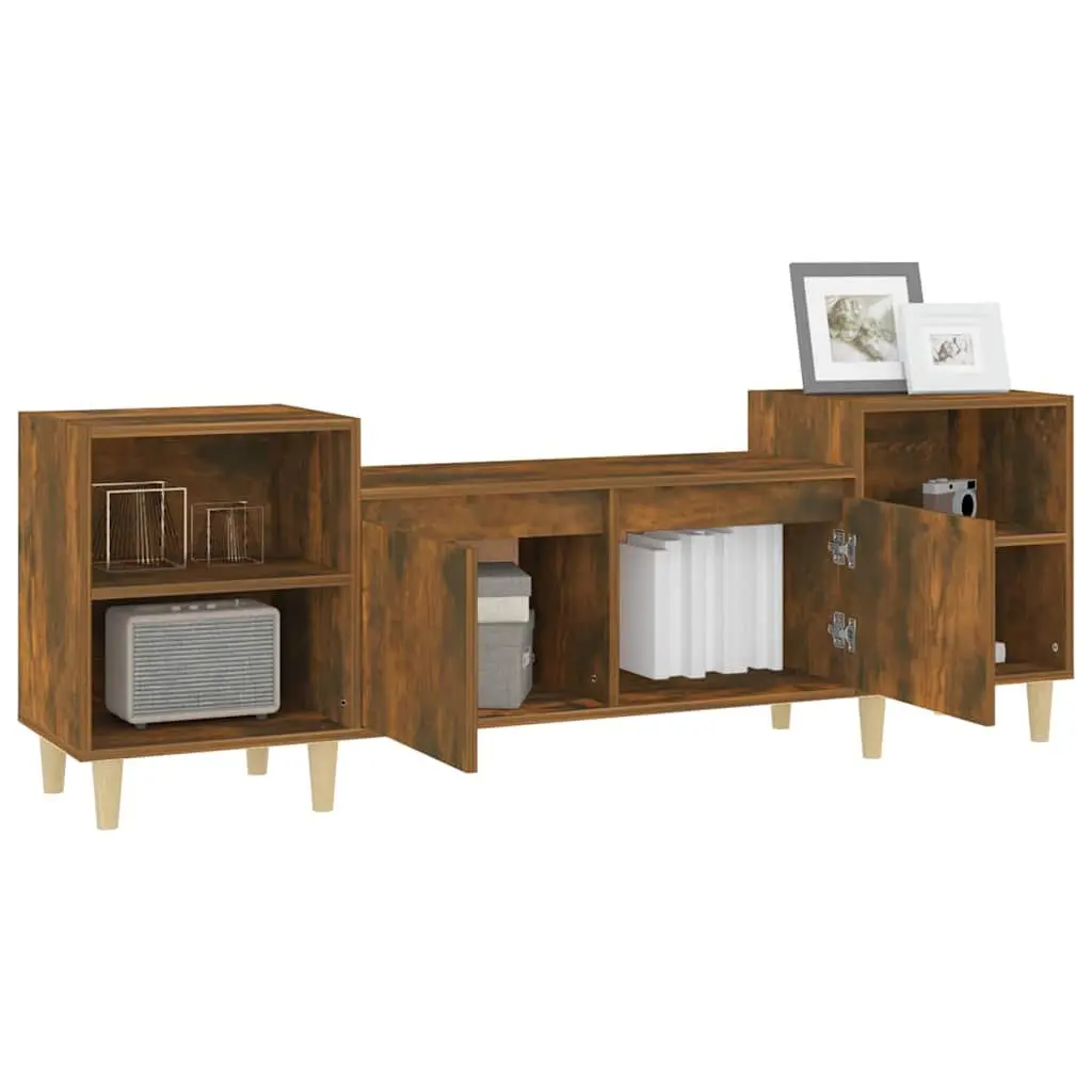 TV Cabinet Engineered Wood 160x35x55cm Brown Media Unit Storage Compartments