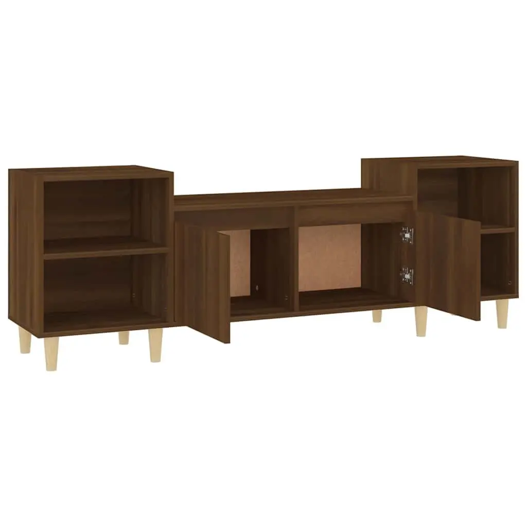TV Cabinet 160cm Brown Oak Engineered Wood Media Storage Unit with Doors