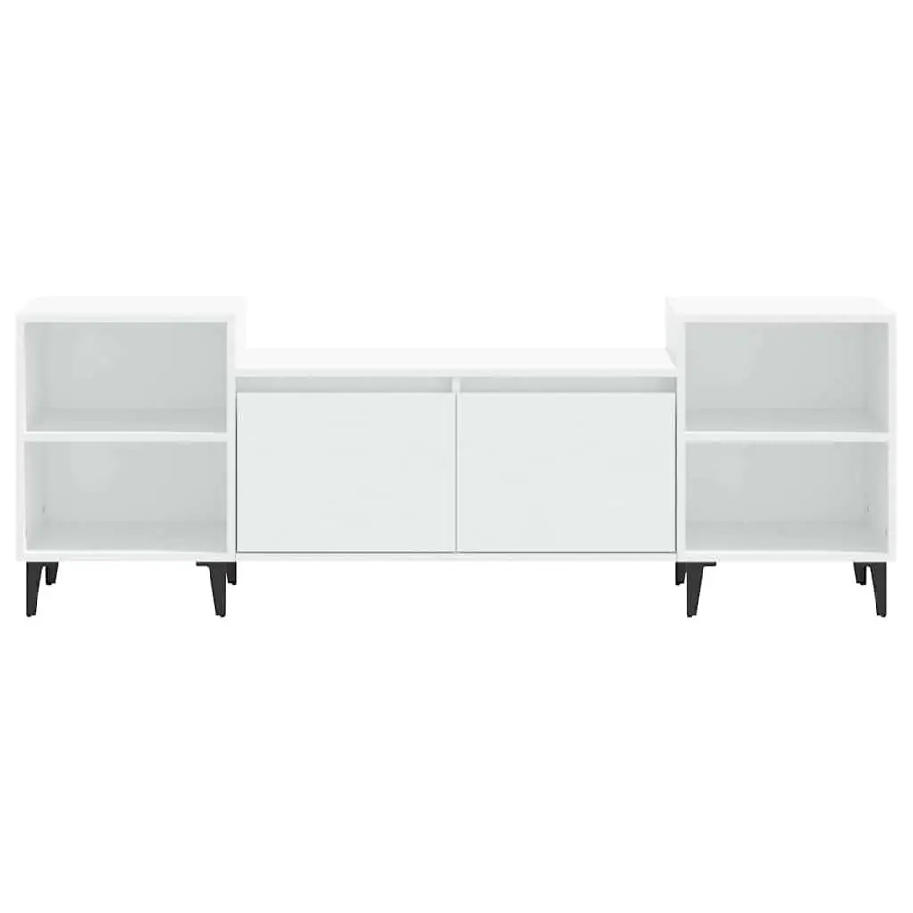 TV Cabinet Engineered Wood 160x35x55 cm White Media Storage Unit with 6 Compartments Doors