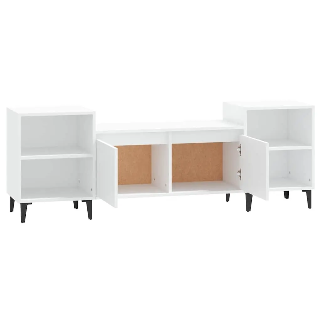 TV Cabinet Engineered Wood 160x35x55 cm White Media Storage Unit with 6 Compartments Doors