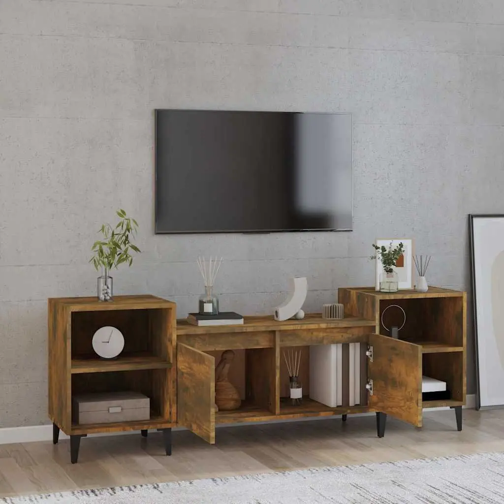 TV Cabinet Media Unit Storage Engineered Wood Brown 160x35x55cm Living Room