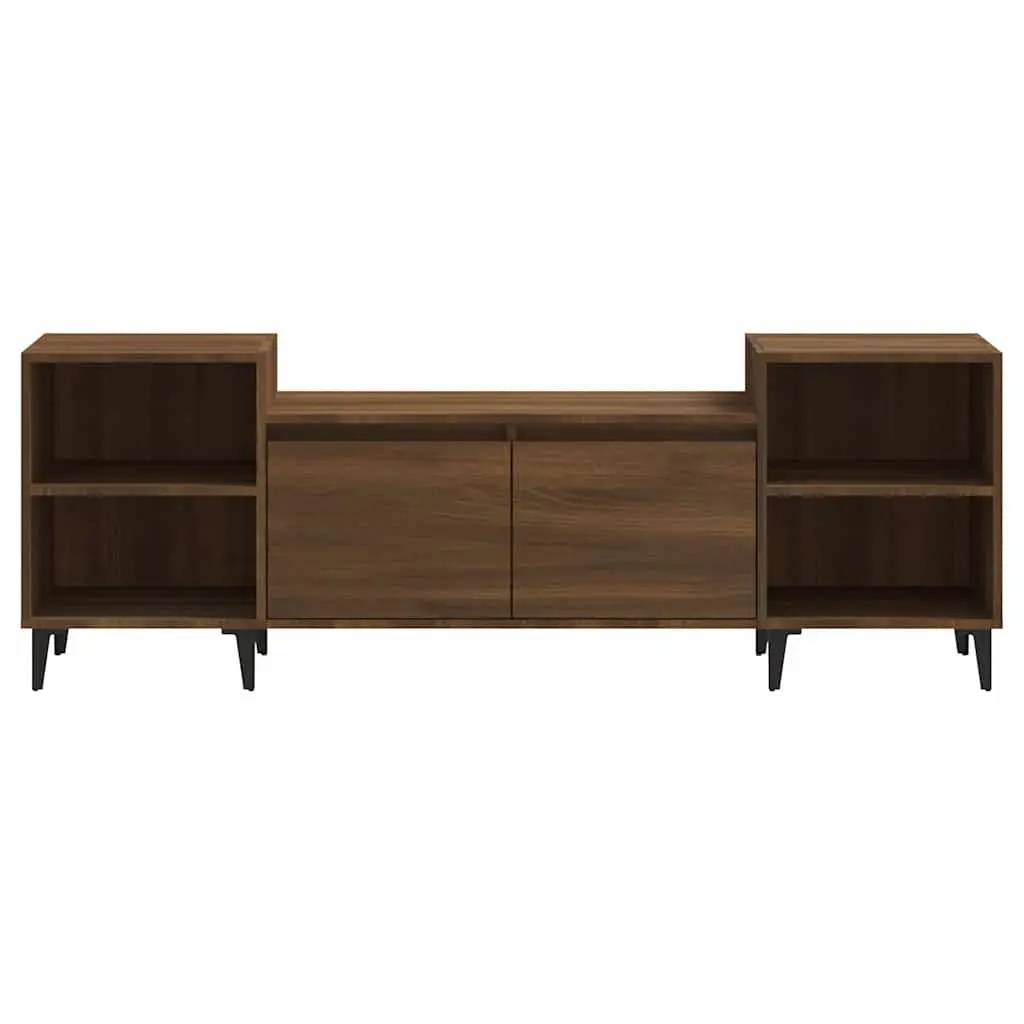 TV Cabinet Brown Oak 160x35x55cm Media Unit 6 Compartments Storage Engineered