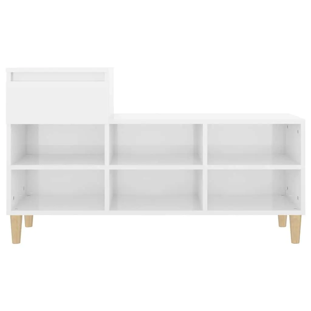 Shoe Cabinet Storage Organiser High Gloss White Engineered Wood 6 Compartments