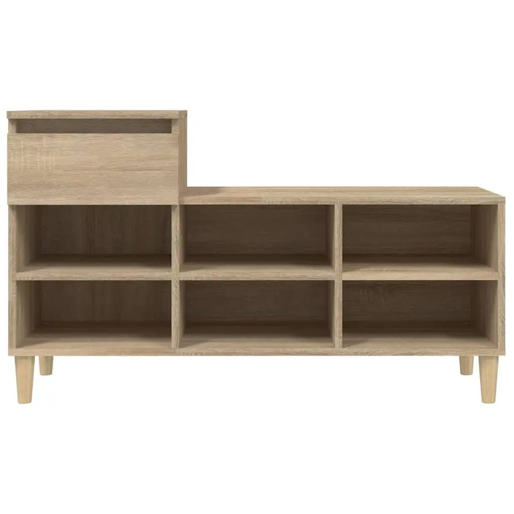 Shoe Cabinet Engineered Wood Brown 6 Compartments 1 Drawer