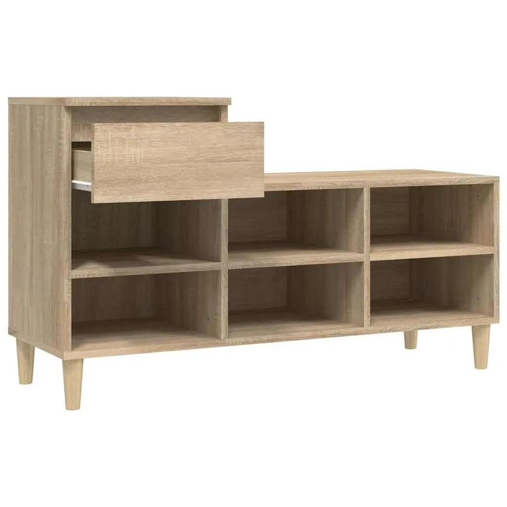 Shoe Cabinet Engineered Wood Brown 6 Compartments 1 Drawer