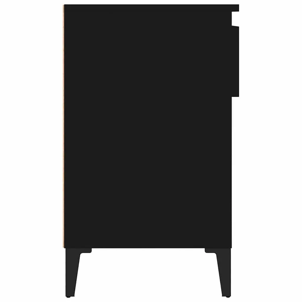 Shoe Cabinet Black Storage Organizer 6 Compartments 1 Drawer Metal Legs