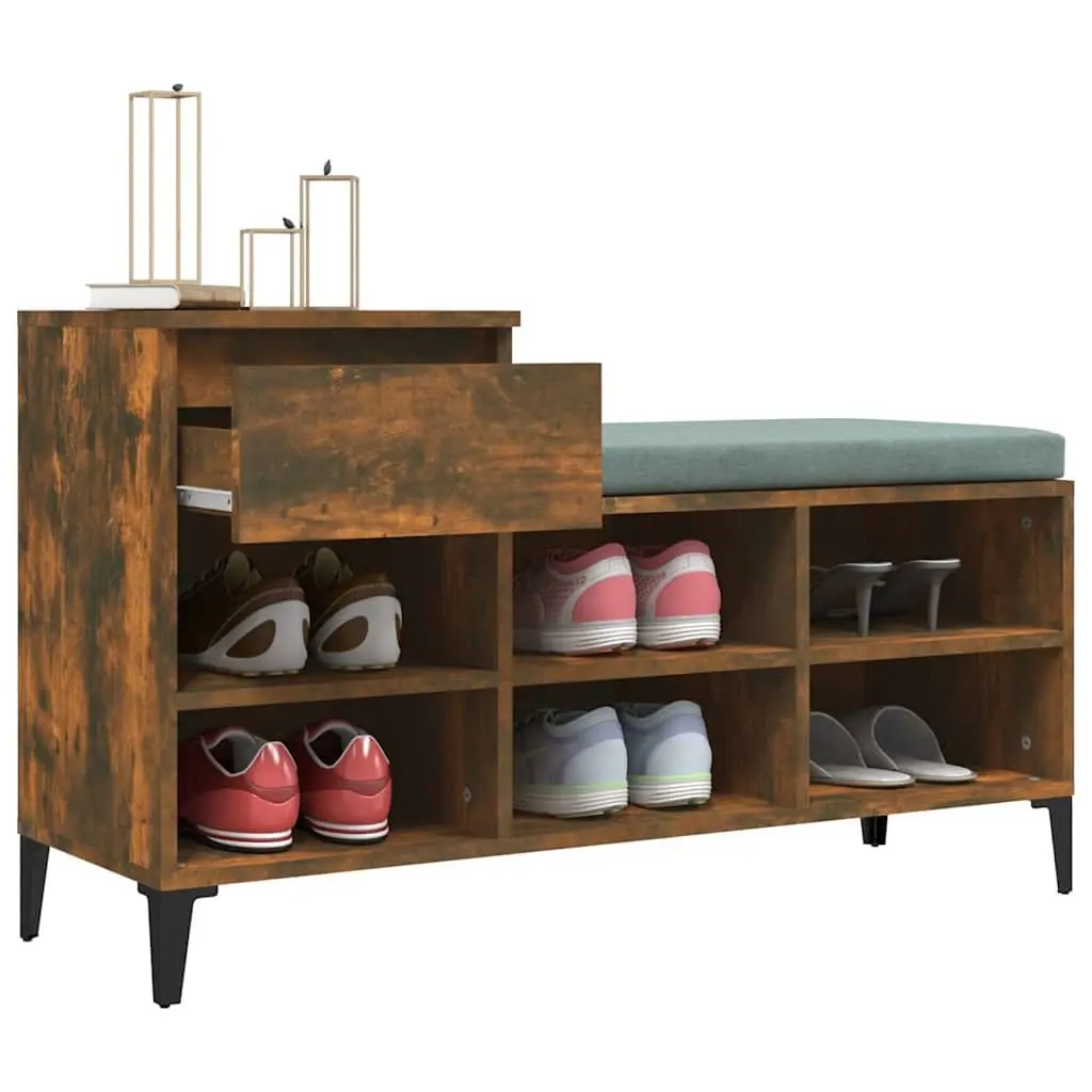 Shoe Cabinet Storage Organiser Engineered Wood 102cm Brown