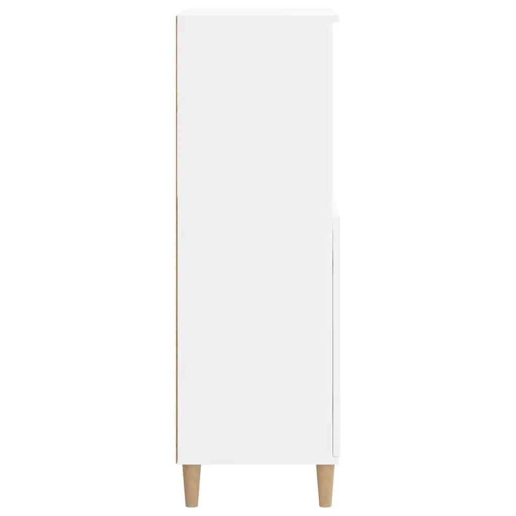 Highboard White Storage Cabinet 60x36x110 cm Engineered Wood Sideboard Shelf