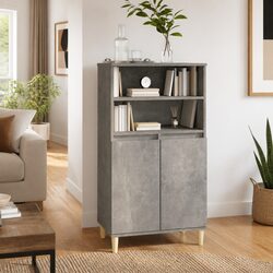 Versatile Grey Engineered Wood Highboard for Every Home