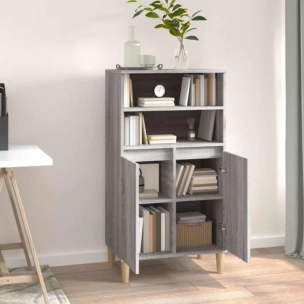 Grey Sonoma Highboard Sideboard Storage Cabinet Engineered Wood 60x36x110cm