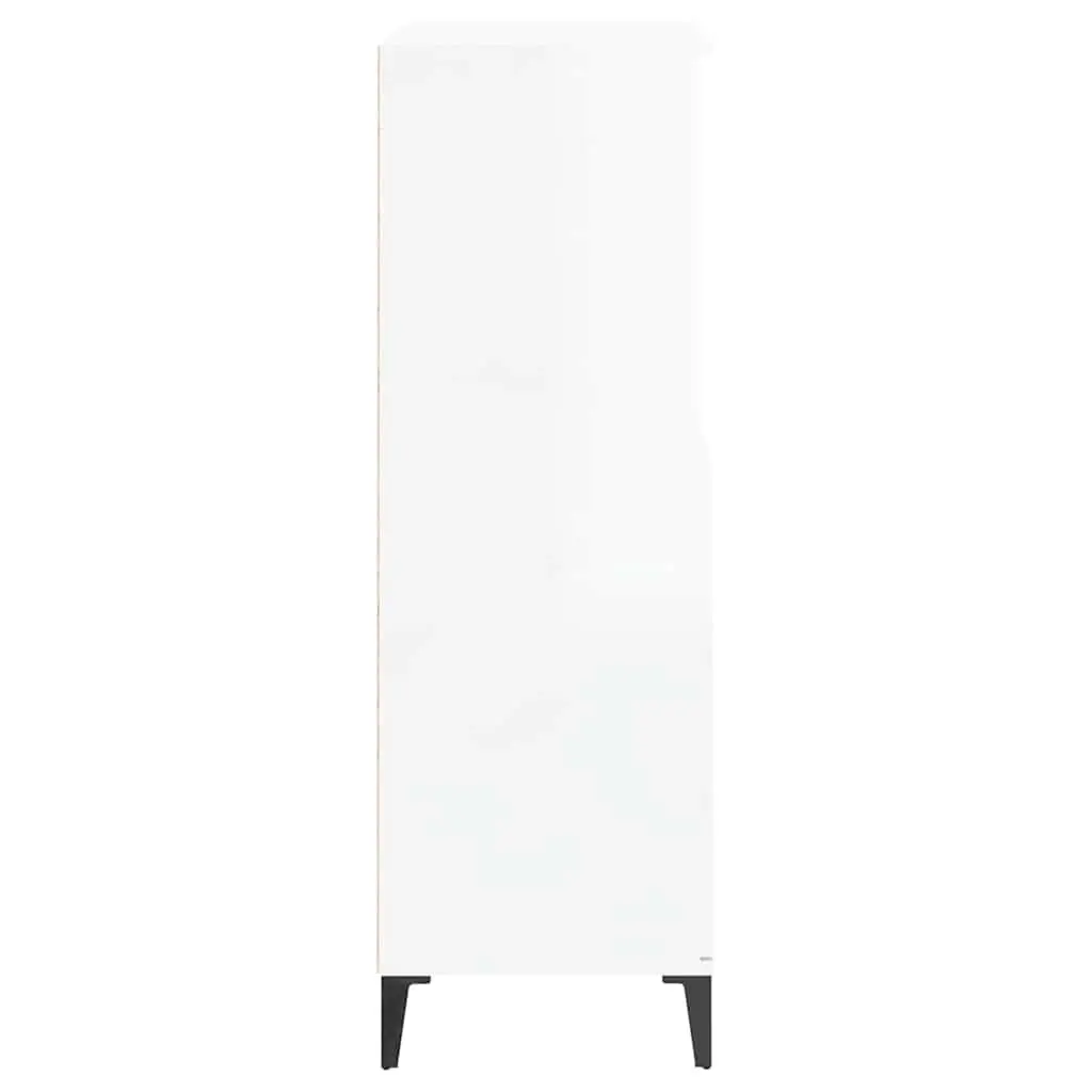 Highboard Cabinet White Gloss Storage Sideboard 60x36x110cm Engineered Wood