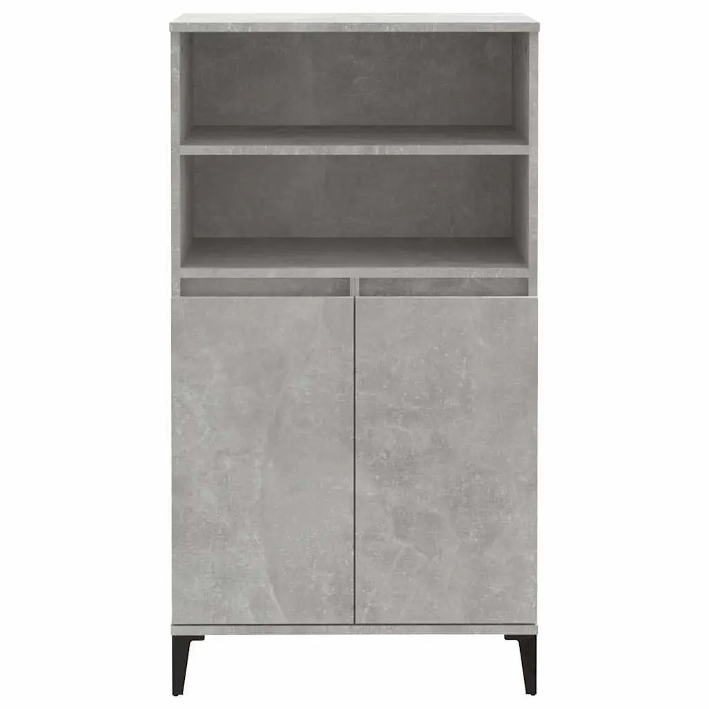 Highboard Storage Cabinet Engineered Wood Grey with Metal Feet 60W x 36D x 110H cm