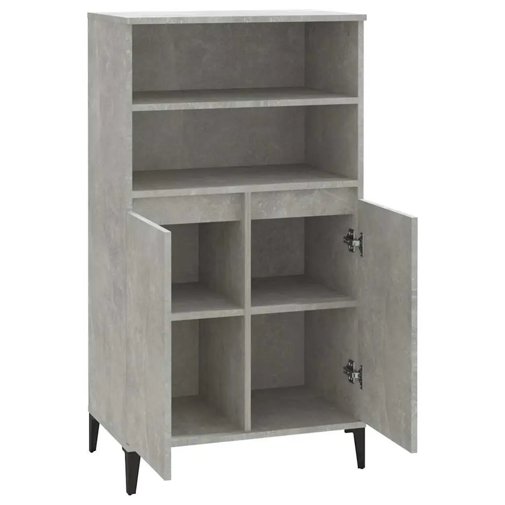Highboard Storage Cabinet Engineered Wood Grey with Metal Feet 60W x 36D x 110H cm