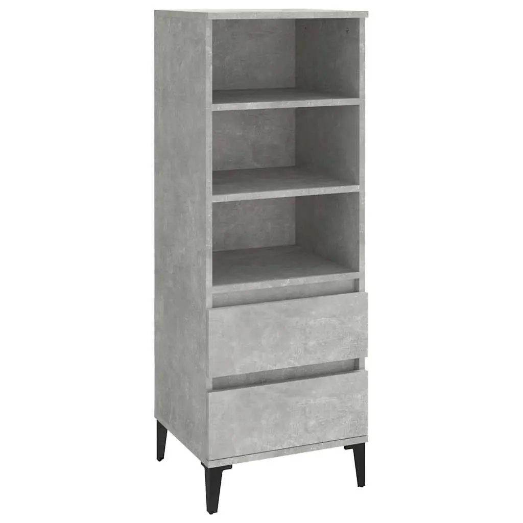Highboard Storage Cabinet Grey 40x36x110cm Engineered Wood Sideboard with