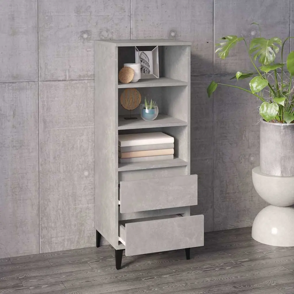 Highboard Storage Cabinet Grey 40x36x110cm Engineered Wood Sideboard with