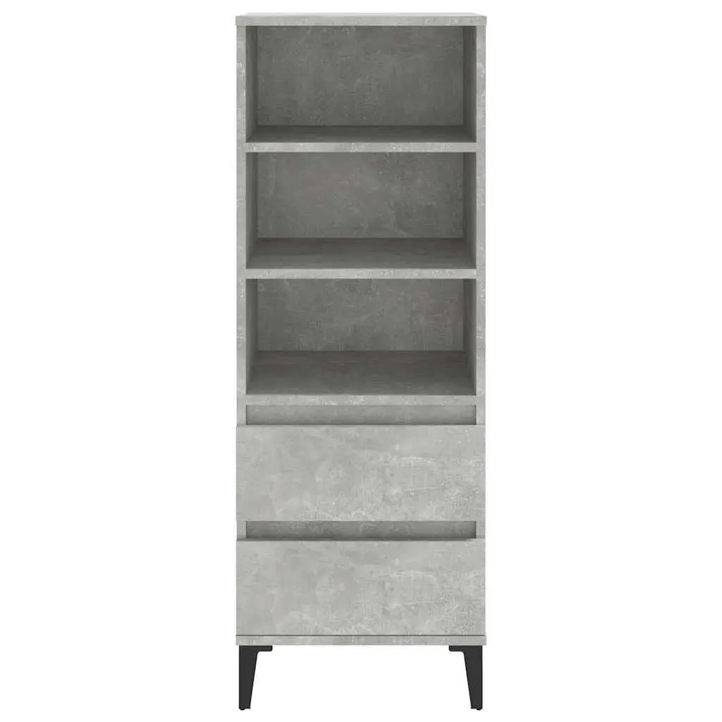 Highboard Storage Cabinet Grey 40x36x110cm Engineered Wood Sideboard with