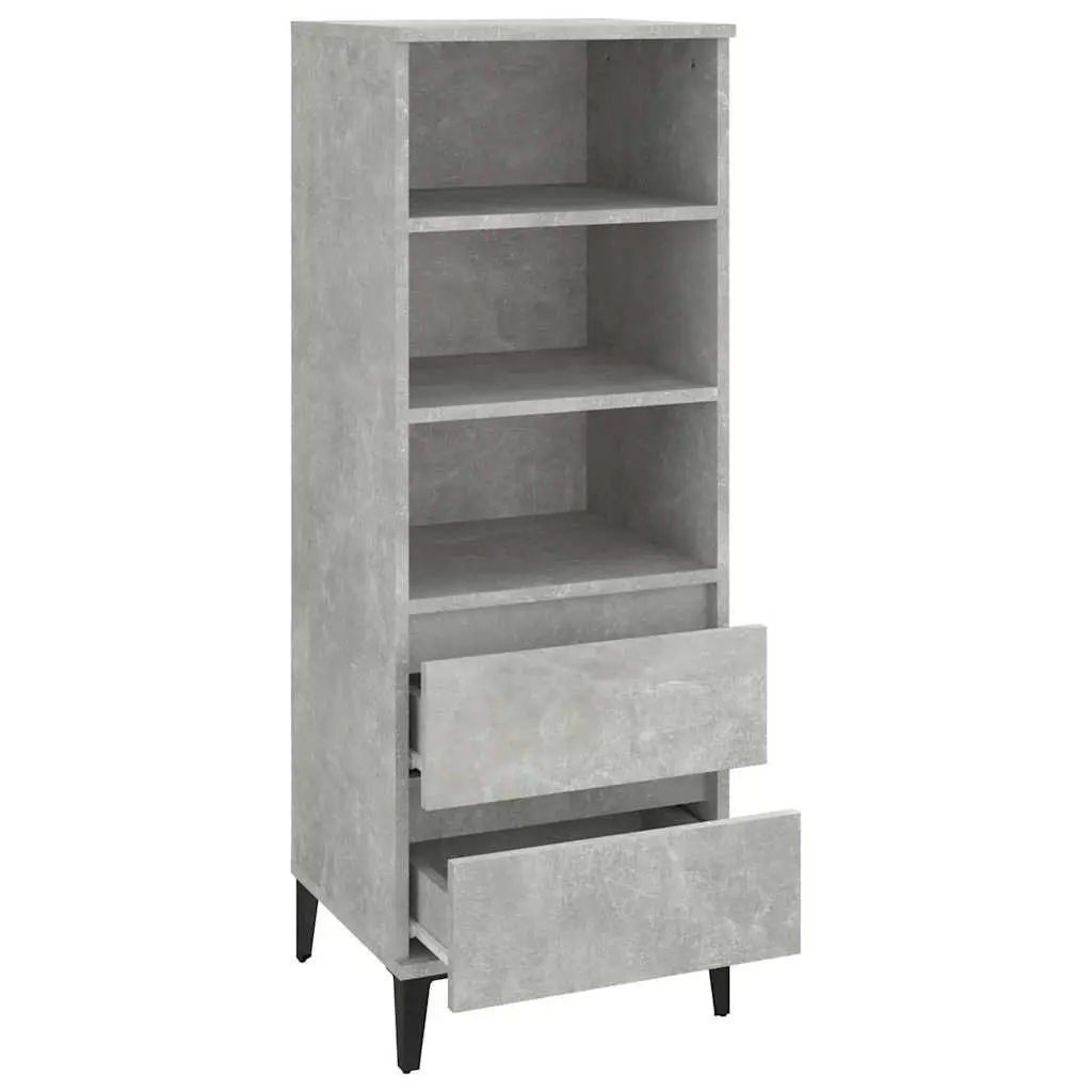 Highboard Storage Cabinet Grey 40x36x110cm Engineered Wood Sideboard with
