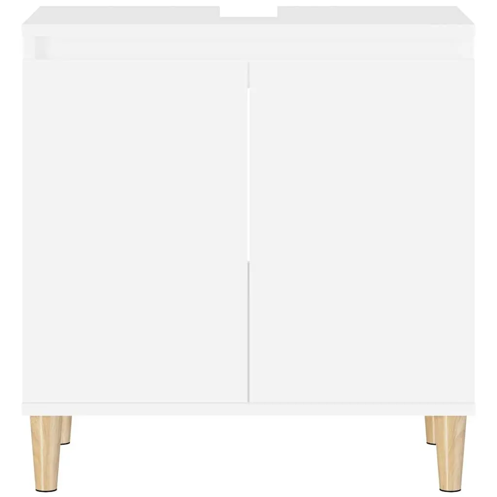 Bathroom Sink Cabinet Storage Unit Engineered Wood White 58x33x60cm