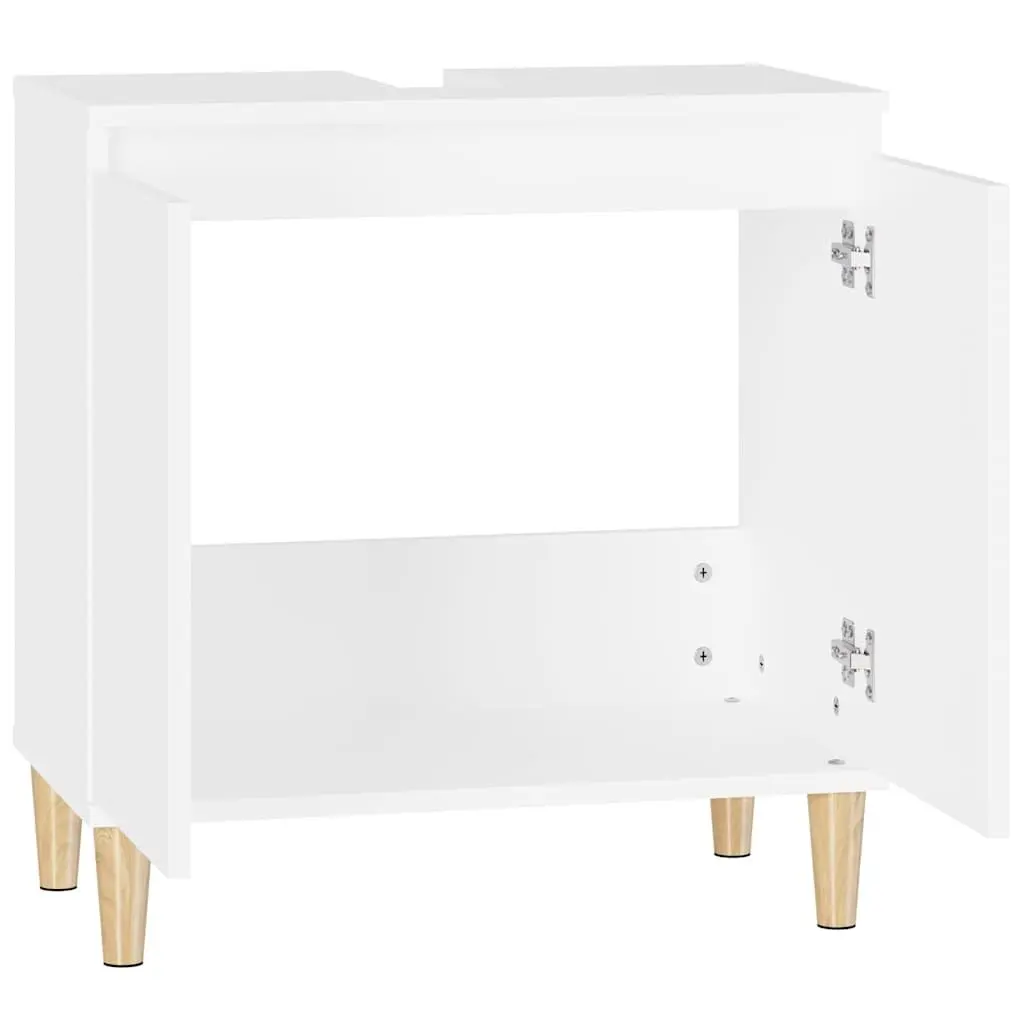 Bathroom Sink Cabinet Storage Unit Engineered Wood White 58x33x60cm
