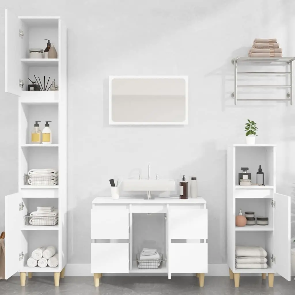 Bathroom Sink Cabinet Engineered Wood 80x33x60 cm White Vanity Unit Storage
