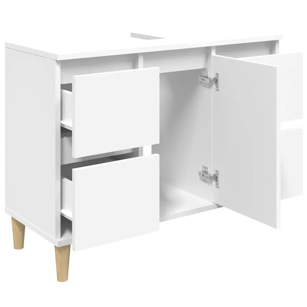 Bathroom Sink Cabinet Engineered Wood 80x33x60 cm White Vanity Unit Storage