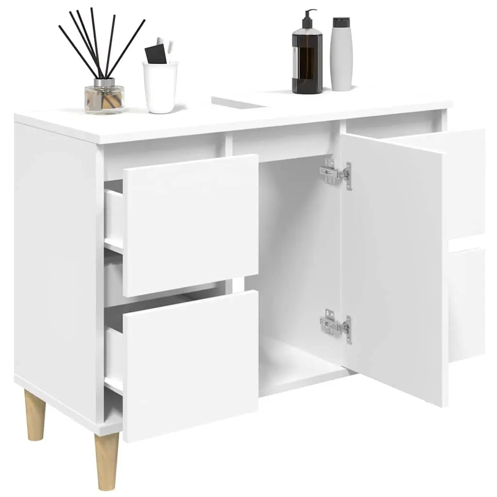 Bathroom Sink Cabinet Engineered Wood 80x33x60 cm White Vanity Unit Storage
