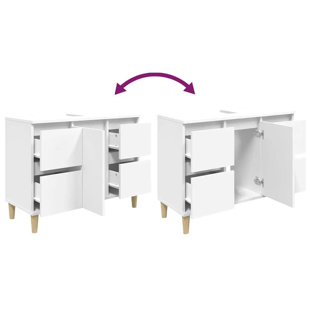 Bathroom Sink Cabinet Engineered Wood 80x33x60 cm White Vanity Unit Storage