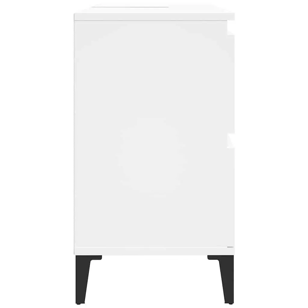 Sink Cabinet Storage Unit Engineered Wood White 80x33x60cm with Drawers and Compartment