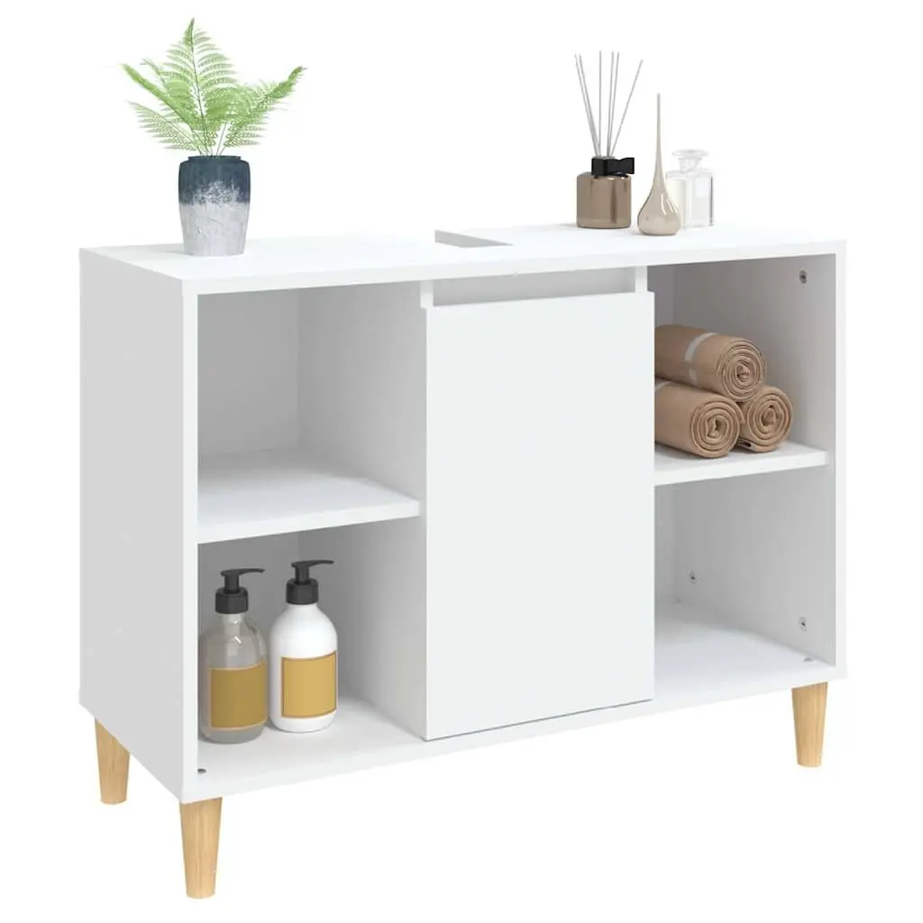 Bathroom Sink Cabinet Engineered Wood 80x33x60 cm White Vanity Unit Storage
