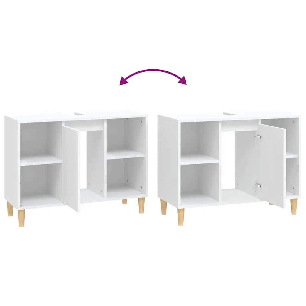 Bathroom Sink Cabinet Engineered Wood 80x33x60 cm White Vanity Unit Storage