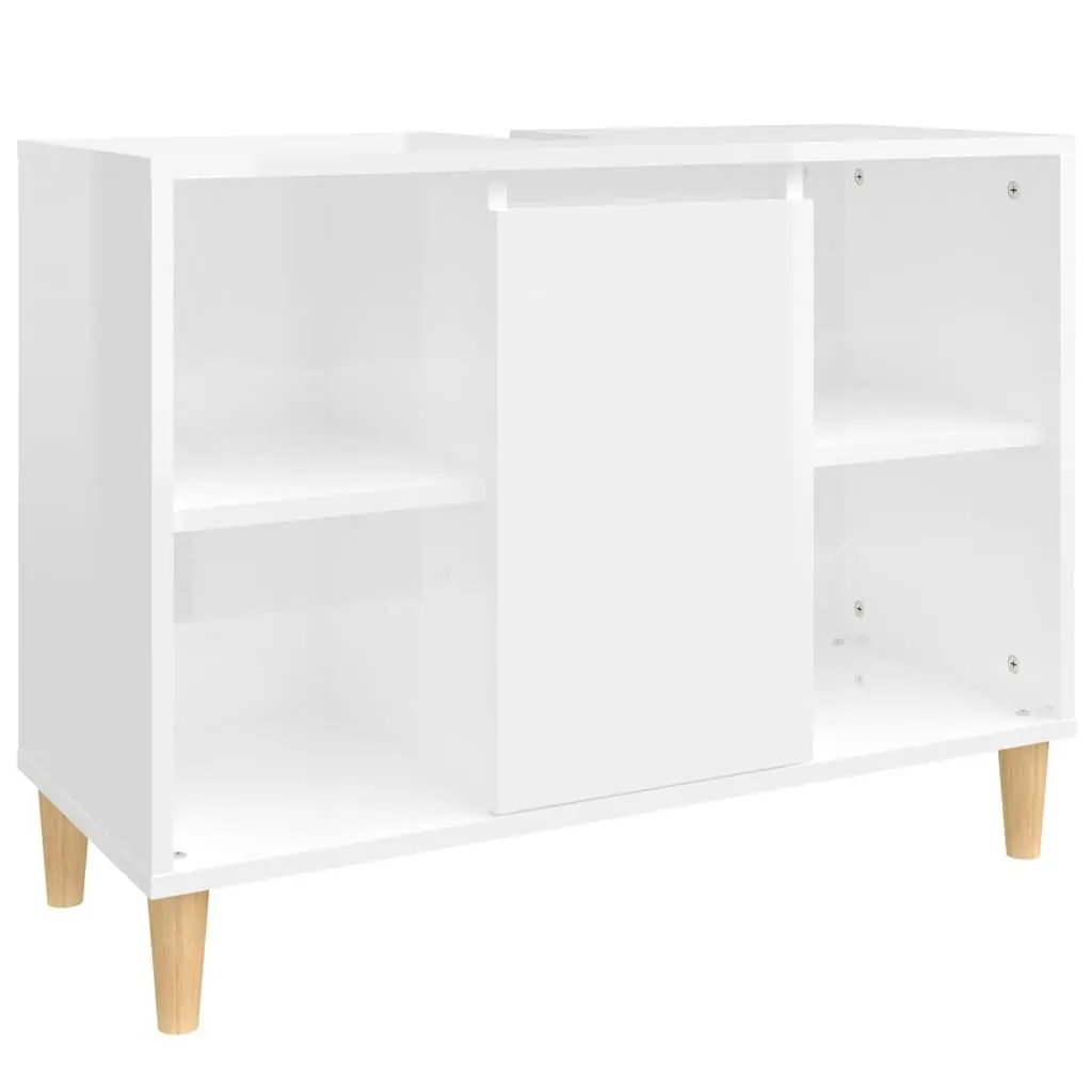 High Gloss White Bathroom Vanity Unit Storage Sink Cabinet Engineered Wood 80x33x60 cm