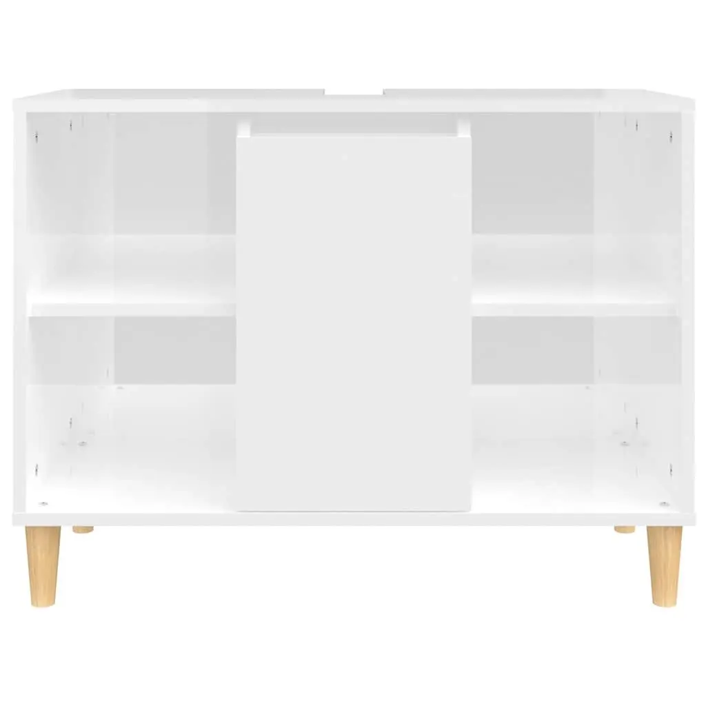 High Gloss White Bathroom Vanity Unit Storage Sink Cabinet Engineered Wood 80x33x60 cm