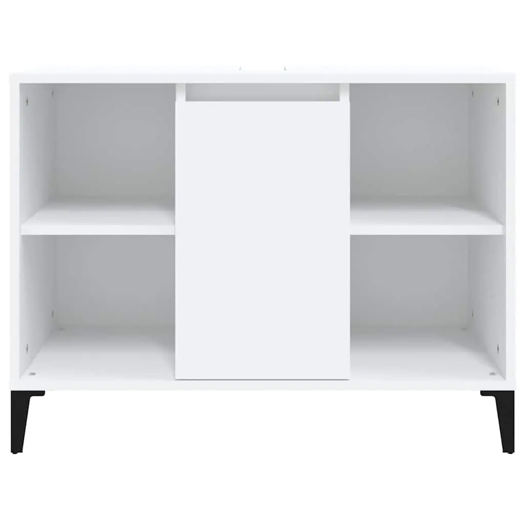 White Bathroom Sink Cabinet Engineered Wood Storage Unit 80x33x60cm with 5 Compartments and Metal Feet