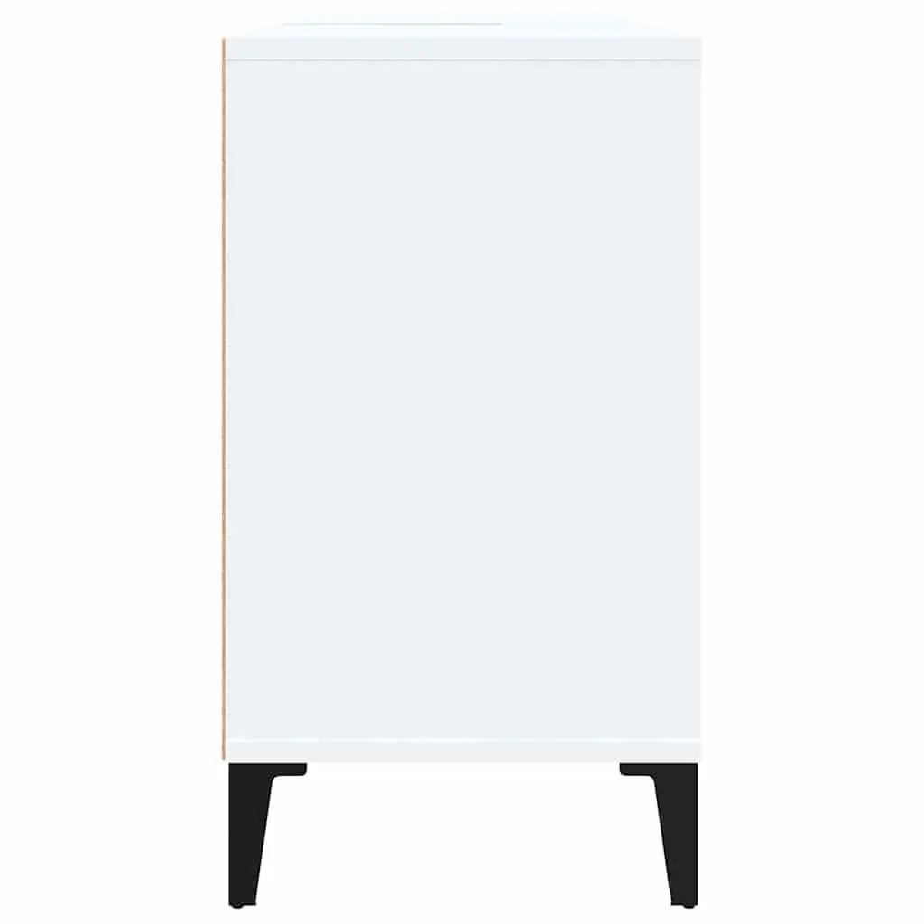 White Bathroom Sink Cabinet Engineered Wood Storage Unit 80x33x60cm with 5 Compartments and Metal Feet
