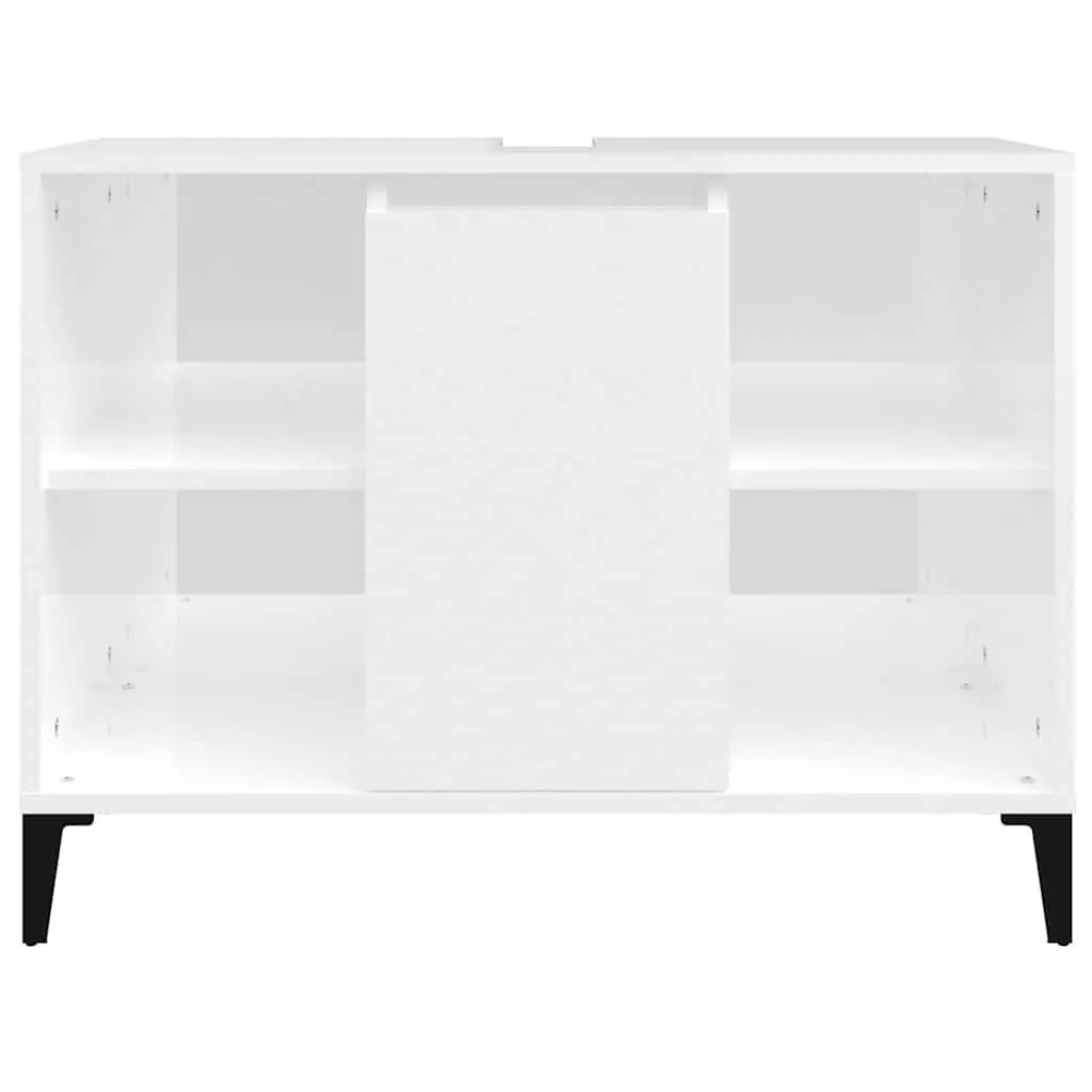 Bathroom Vanity Unit High Gloss White Storage Cabinet 80x33x60 cm Engineered Wood with Metal Feet