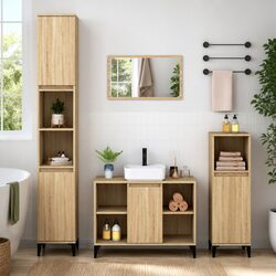 Bathroom Vanity Unit Sink Cabinet Storage Engineered Wood Brown 80x33x60cm