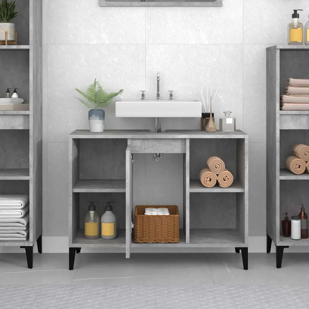Bathroom Sink Cabinet Grey Vanity Unit Storage 80x33x60cm Engineered Wood