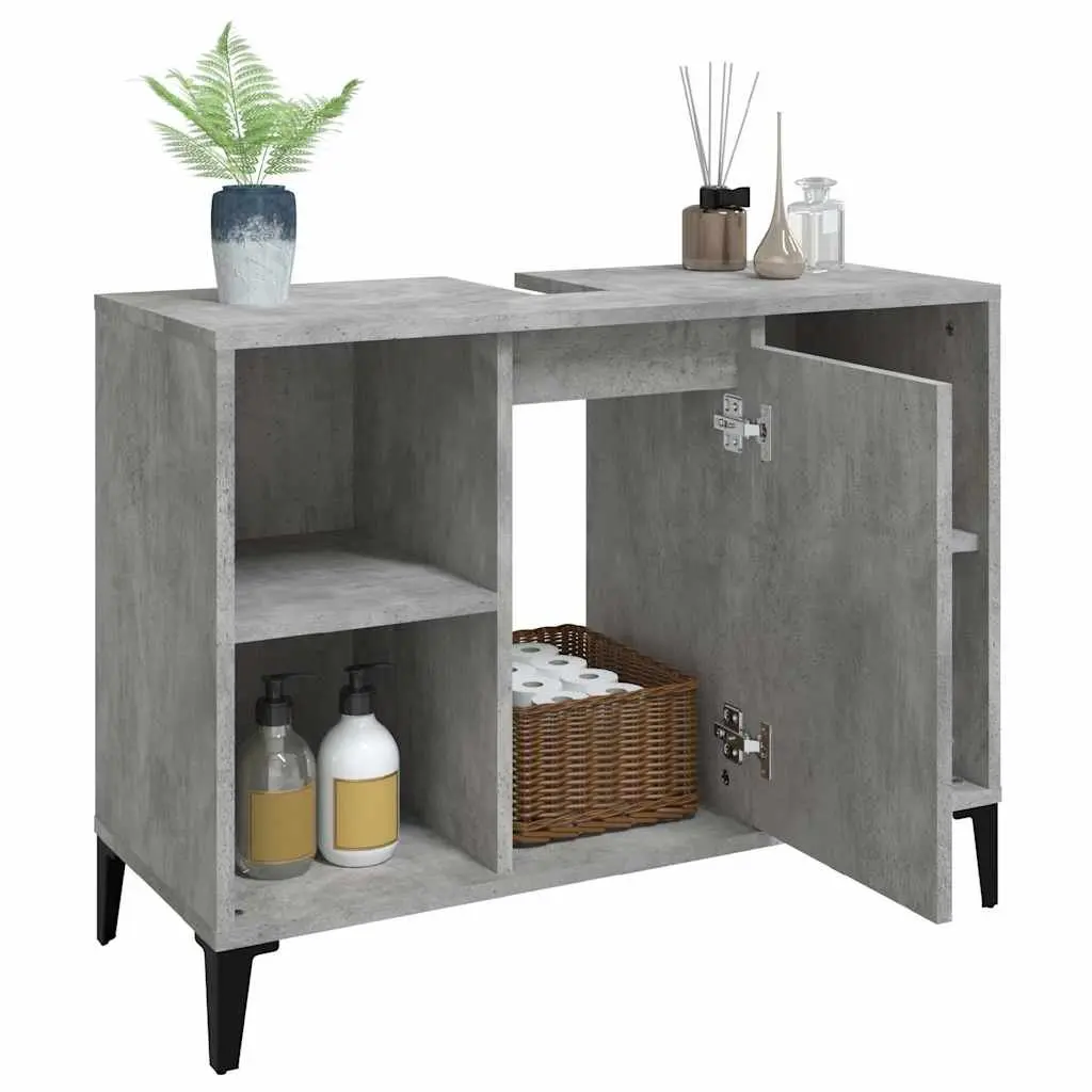 Bathroom Sink Cabinet Grey Vanity Unit Storage 80x33x60cm Engineered Wood