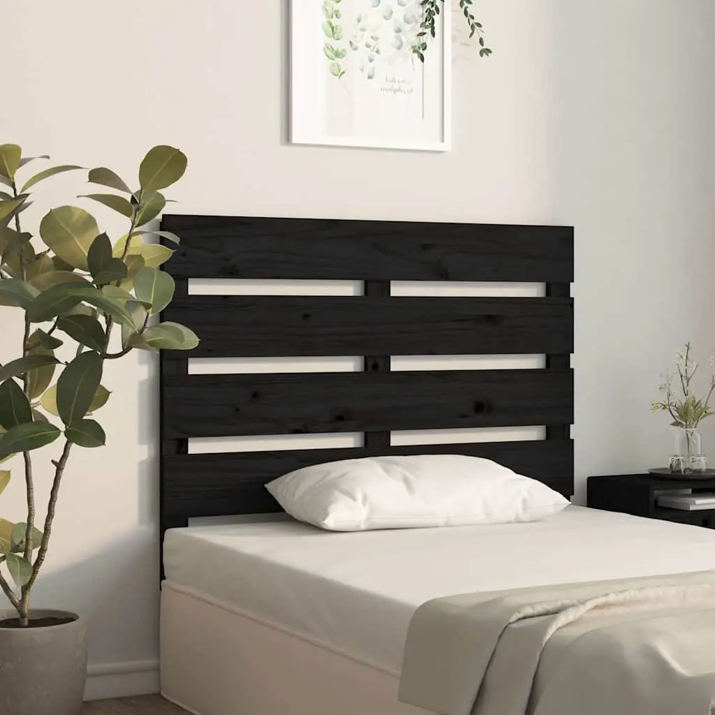 Headboard Black 100cm Solid Wood Pine Slatted Design Bed Frame Bedroom Furniture