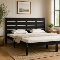 Functional Black Pine Headboard for Everyday Use