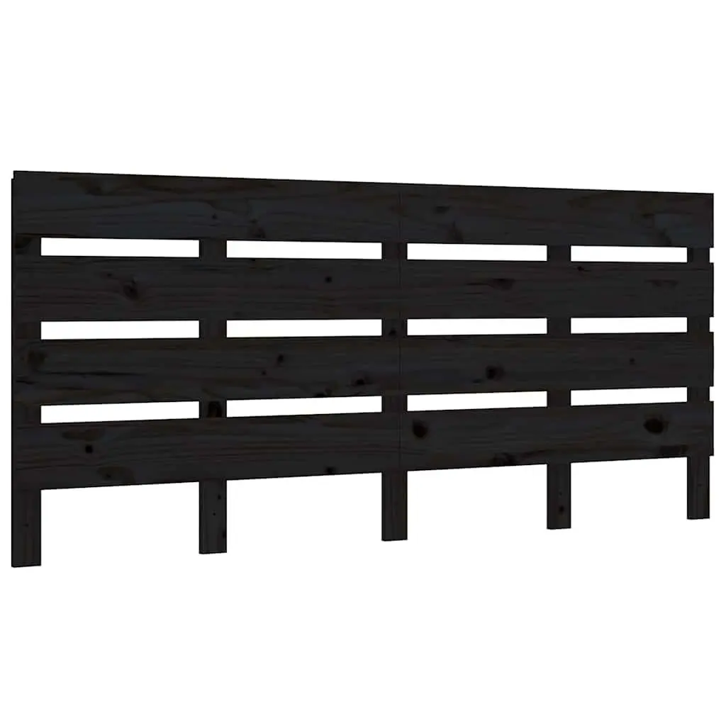 Bed Headboard Solid Pine Wood 180cm Black Slatted Bedroom Furniture