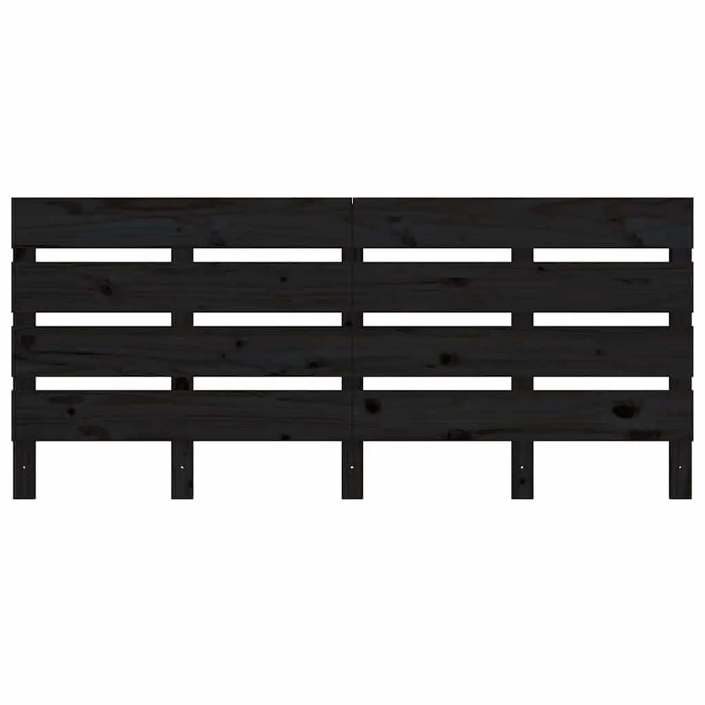 Bed Headboard Solid Pine Wood 180cm Black Slatted Bedroom Furniture