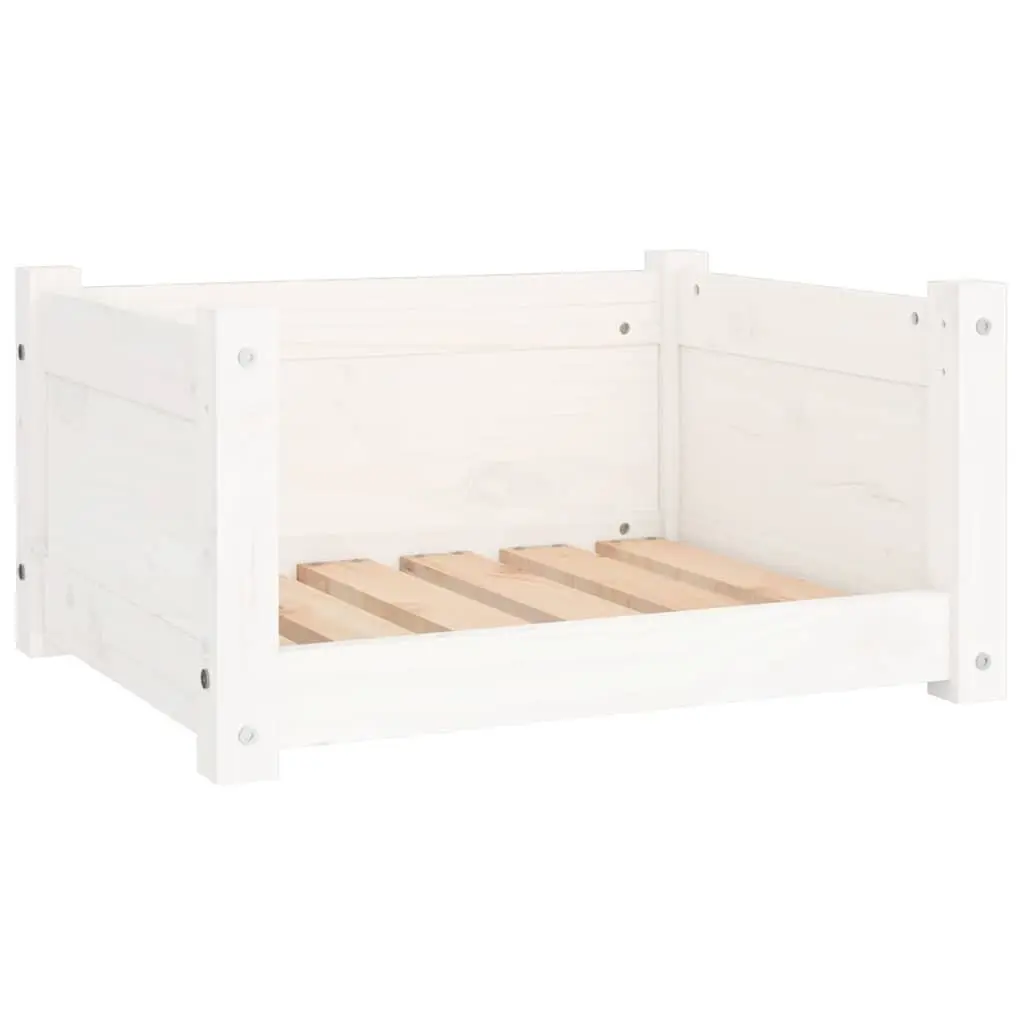 Dog Bed White Rectangular Wooden Pet Sleep Resting House Puppy Cosy Nest