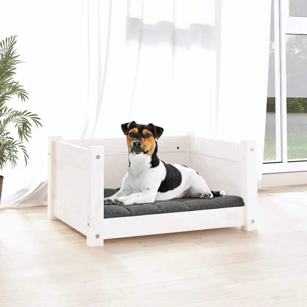 Dog Bed White Rectangular Wooden Pet Sleep Resting House Puppy Cosy Nest