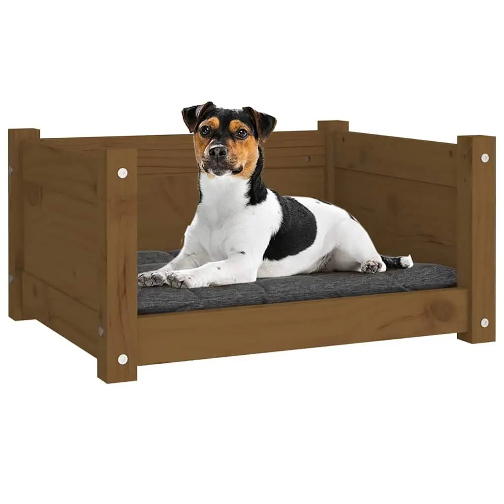 Dog Bed Wooden Rectangular Brown Solid Pine 55.5 x 45.5 x 28 cm