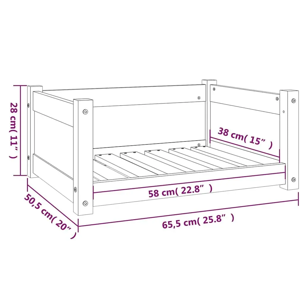 Dog Bed Rectangular Solid Pine Wood Pet Sleeping Furniture Comfortable Puppy