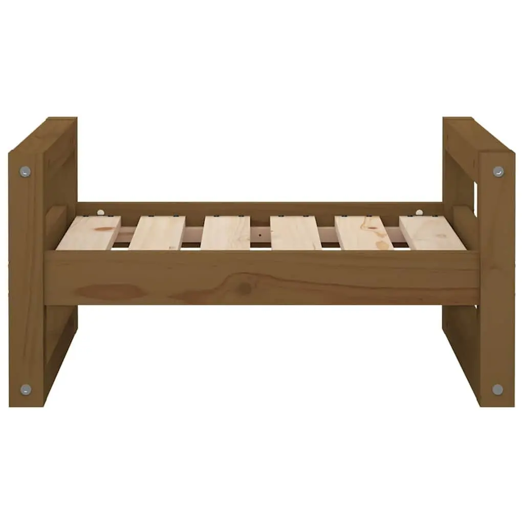 Pine Wood Dog Bed Sturdy Rectangular Frame Brown Solid Construction For Pet Comfort